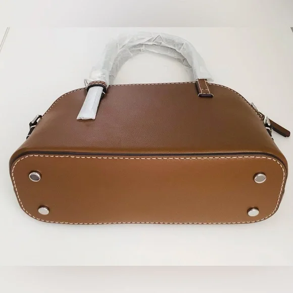 Tory Burch Emerson Dome Satchel Crossbody Bag Floral Applique NWT In Pac Leather - Picture 8 of 13